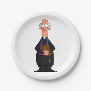 Priester met Bijbel IFunny geestelijke karakter Papieren Bordje