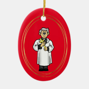 Priester met kruis kerstbal ornament
