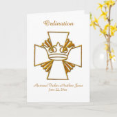 Priester Ordinatie Uitnodiging Gouden Kroon en Kru (Gele Bloem)