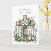 Priester Paaszegeningen Kruis Witte Hek Bloemen Kaart (Gele Bloem)