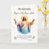 Priester Pasen Jezus is verrezen Verheug de Schrif Kaart (Gele Bloem)