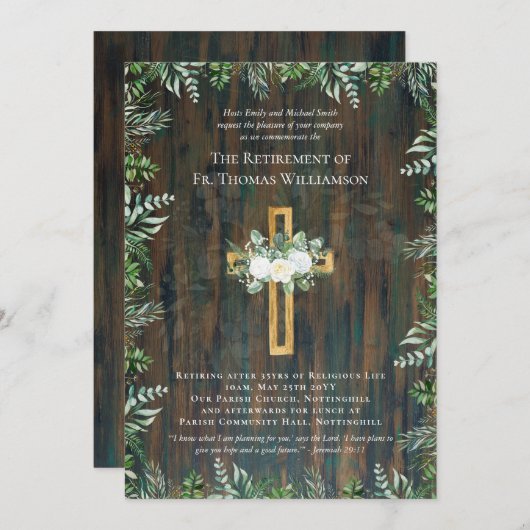 Priester Pastor Diaken Predikant Pensioen Rozen (Voorkant / Achterkant)