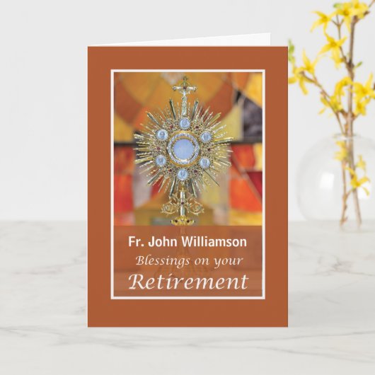 Priester Pensioen Gouden Look Monstrance met Host Kaart (Gele Bloem)