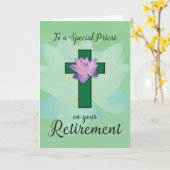Priester pensioen, Lotus Bloem op Groene Kruis Kaart (Gele Bloem)