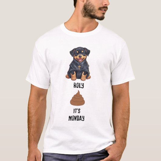 Priester Rottweiler Heilige Poep Het is maandag T-shirt (Voorkant)