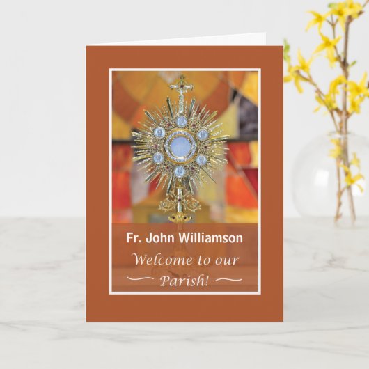 Priester Welkom bij Parish Gold Monstrance met Hos Kaart (Gele Bloem)
