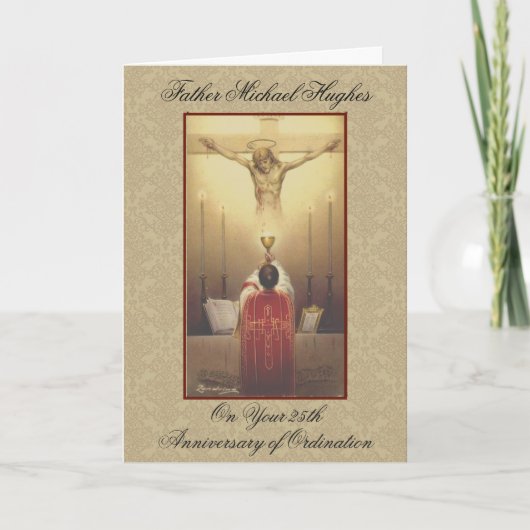 PRIESTER WIJDING JUBILEUM HOSTIE CRUCIFIX KAART (Voorkant)
