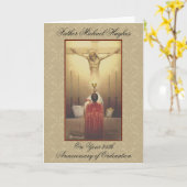 PRIESTER WIJDING JUBILEUM HOSTIE CRUCIFIX KAART (Gele Bloem)