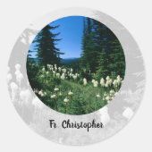 Priesterlandschap gepersonaliseerd ronde sticker (Voorkant)