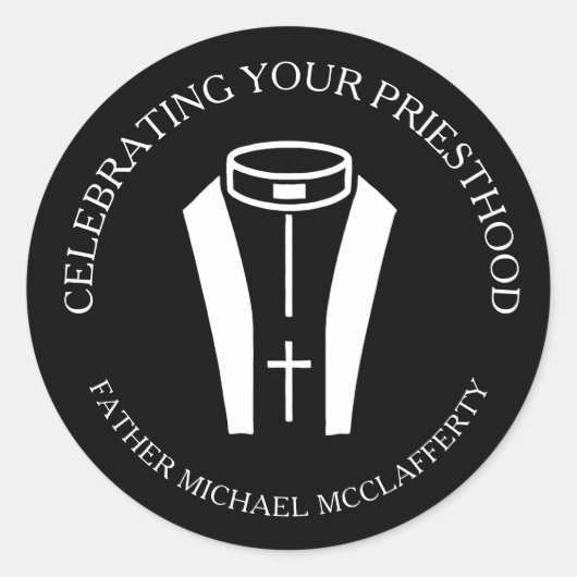 Priesterschap Collar Zwart-wit Ordinatie Ronde Sticker (Voorkant)