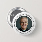 PRIESTERSCHAP FOTO EENVOUDIG ZWART-WIT RONDE BUTTON 5,7 CM (Voorkant /achterkant)