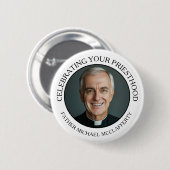 PRIESTERSCHAP FOTO EENVOUDIG ZWART-WIT RONDE BUTTON 5,7 CM (Voorkant /achterkant)