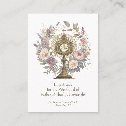 PRIESTERSCHAP ZONDAG GEPERSONALISEERDE GEBED KAART PLAATSKAARTJE (Voorkant)