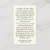 PRIESTERSCHAP ZONDAG GEPERSONALISEERDE GEBED KAART PLAATSKAARTJE (Achterkant)