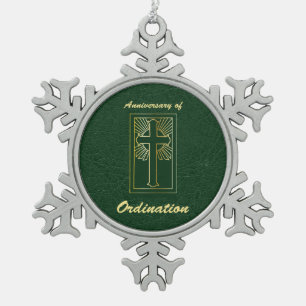 Priesterste Jubileum van Ordination Leather Kijk Tin Sneeuwvlok Ornament