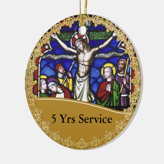 Priesterwijding 5e gedenkjaar herdenkings- keramisch ornament (Links)