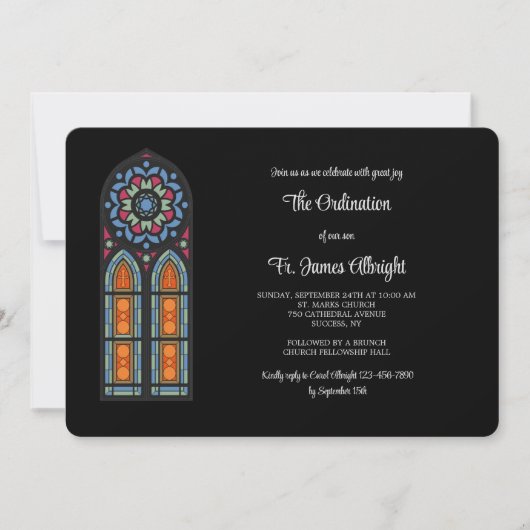 Priesterwijding Gebrandschilderde Uitnodiging (Voorkant)
