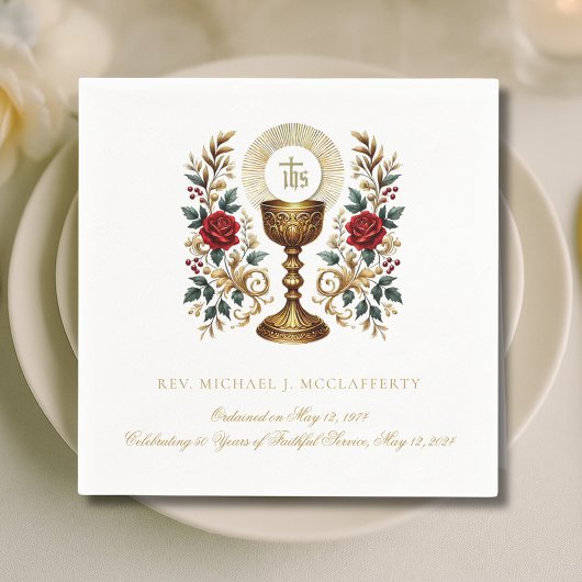 Priesterwijding Jubileum Chalice Host Rozen Servet