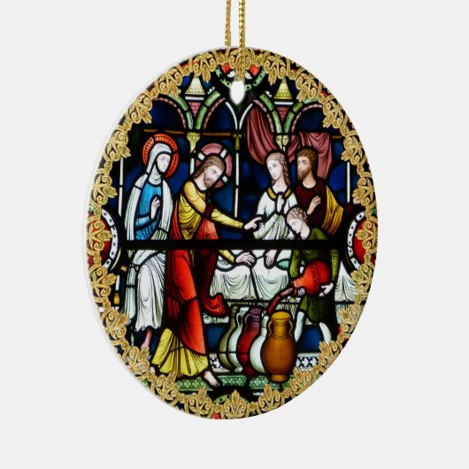 Priesterwijding Jubileum Glas in Lood Op Maat Gema Keramisch Ornament (Rechts)