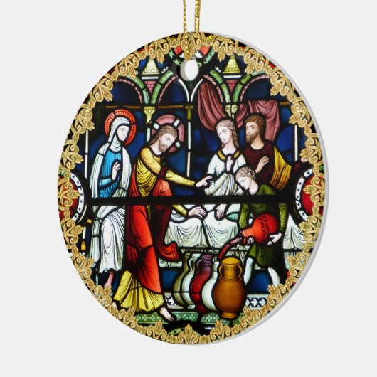 Priesterwijding Jubileum Glas in Lood Op Maat Gema Keramisch Ornament (Links)