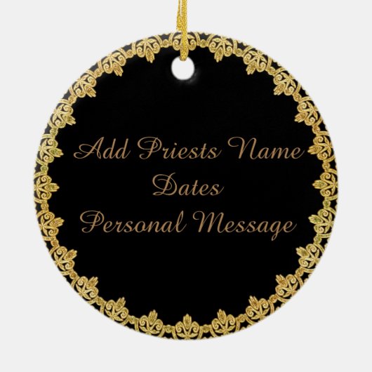 Priesterwijding Jubileum Glas in Lood Op Maat Gema Keramisch Ornament (Achterkant)