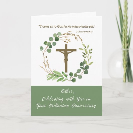 Priesterwijding Jubileum Greenery Krans Kaart (Voorkant)