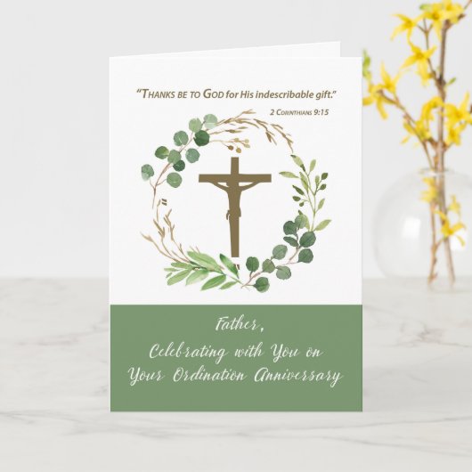 Priesterwijding Jubileum Greenery Krans Kaart (Gele Bloem)