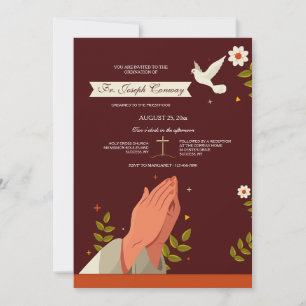 Priesterwijding met biddende handen kaart