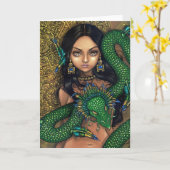 "Priestess van" Wenskaart Quetzalcoatl Kaart (Gele Bloem)