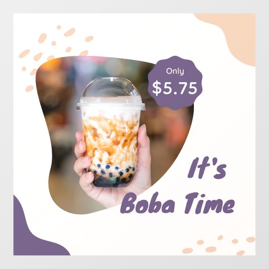 Prijs aanpassen Boba Milk Bubble Tea Raamsticker (Vel)