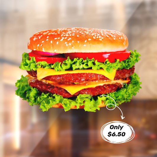 Prijs aanpassen Dubbele Cheeseburger Deluxe Advert Raamsticker (Vel 2)