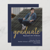 Prijs Blauwe Gold Foto Afstuderen Aankondiging (Voorkant / Achterkant)