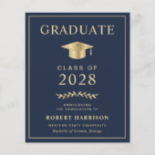 Prijs Blauwe Gold Foto Afstuderen Aankondiging (Voorkant)