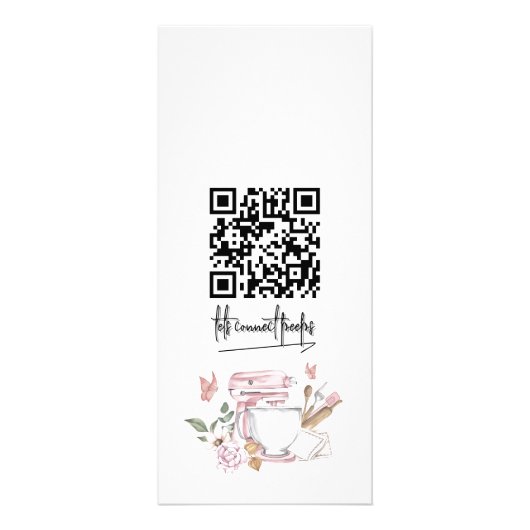 Prijs Blush Roze Cake Mixer Floral Bakery Service Reclamekaart (Achterkant)