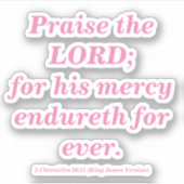 Prijs de Heer Bijbel Klassieke Roze op Sticker (Voorkant)