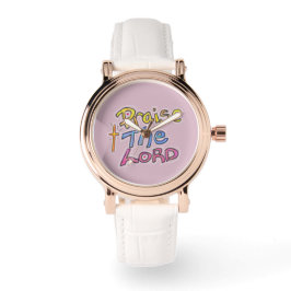 Prijs de HEER Christelijke Roze Horloge