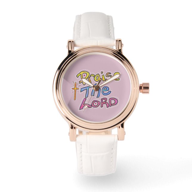 Prijs de HEER Christelijke Roze  Horloge (Voorkant)