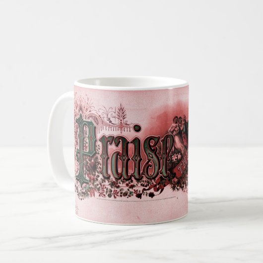 "Prijs De Heer" Dieprood & Groen Koffiemok (Voorkant links)