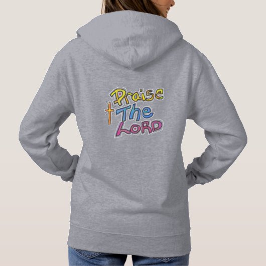 Prijs de Heer Geloof Quote met kleurrijke tekst Hoodie (Achterkant)