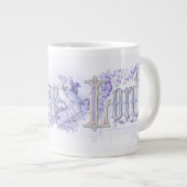 "Prijs De Heer" pastel periwinkleblauw Grote Koffiekop (Voorkant rechts)
