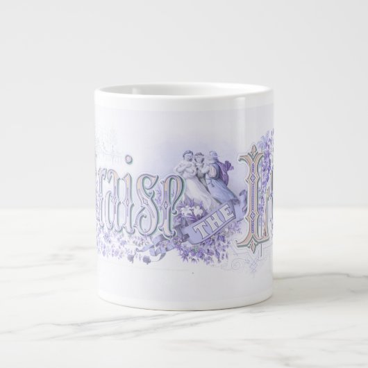 "Prijs De Heer" pastel periwinkleblauw Grote Koffiekop (Voorkant)