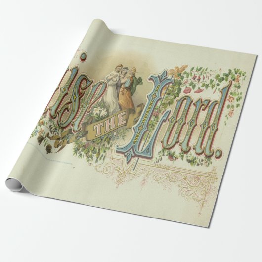 Prijs de Heer Vintage Christelijke Kunst Cadeaupapier (Uitgerold)