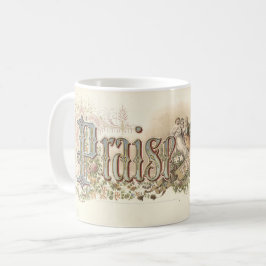 "Prijs De Heer" Vintage Christelijke Kunst gedempt Koffiemok