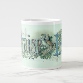 "Prijs De Heer" Vintage Christelijke Kunst mintgro Grote Koffiekop