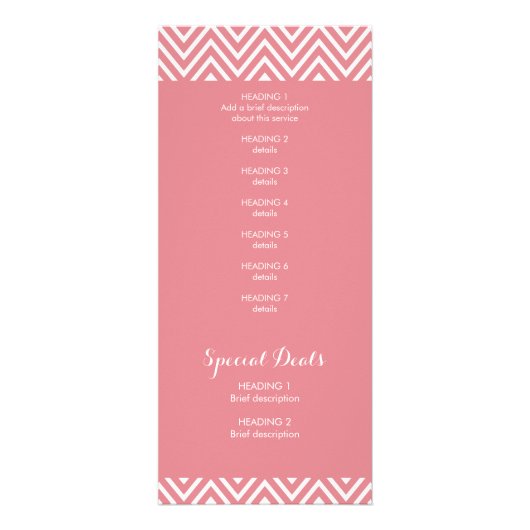 PRIJS DIENSTEN LIJST cool chevron patroon koraal Reclamekaart (Achterkant)