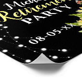 Prijs Floral Sunflower Party Welkom Black Poster (Hoek)