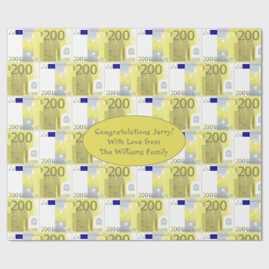 Prijs Geld 200 Euro Bank Notes Pattern Cadeaupapier (Vlak)