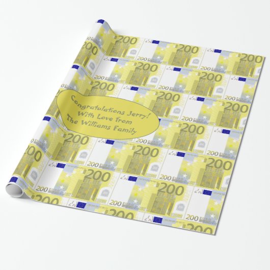Prijs Geld 200 Euro Bank Notes Pattern Cadeaupapier (Uitgerold)