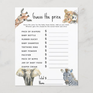 Prijs Guess Game - safari baby shower activiteit