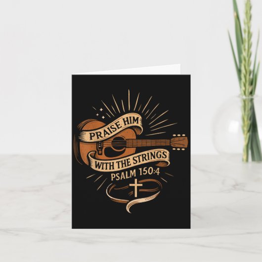 Prijs Hem Met De Snaar Jezus Akoestische Gitaar Kaart (Voorkant)
